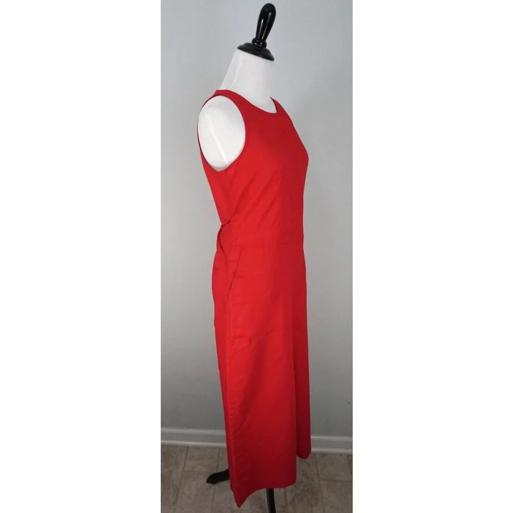 Banana Republic Red Sleeveless Button Up Linen Blend Romper Jumpsuit Wide Leg 0